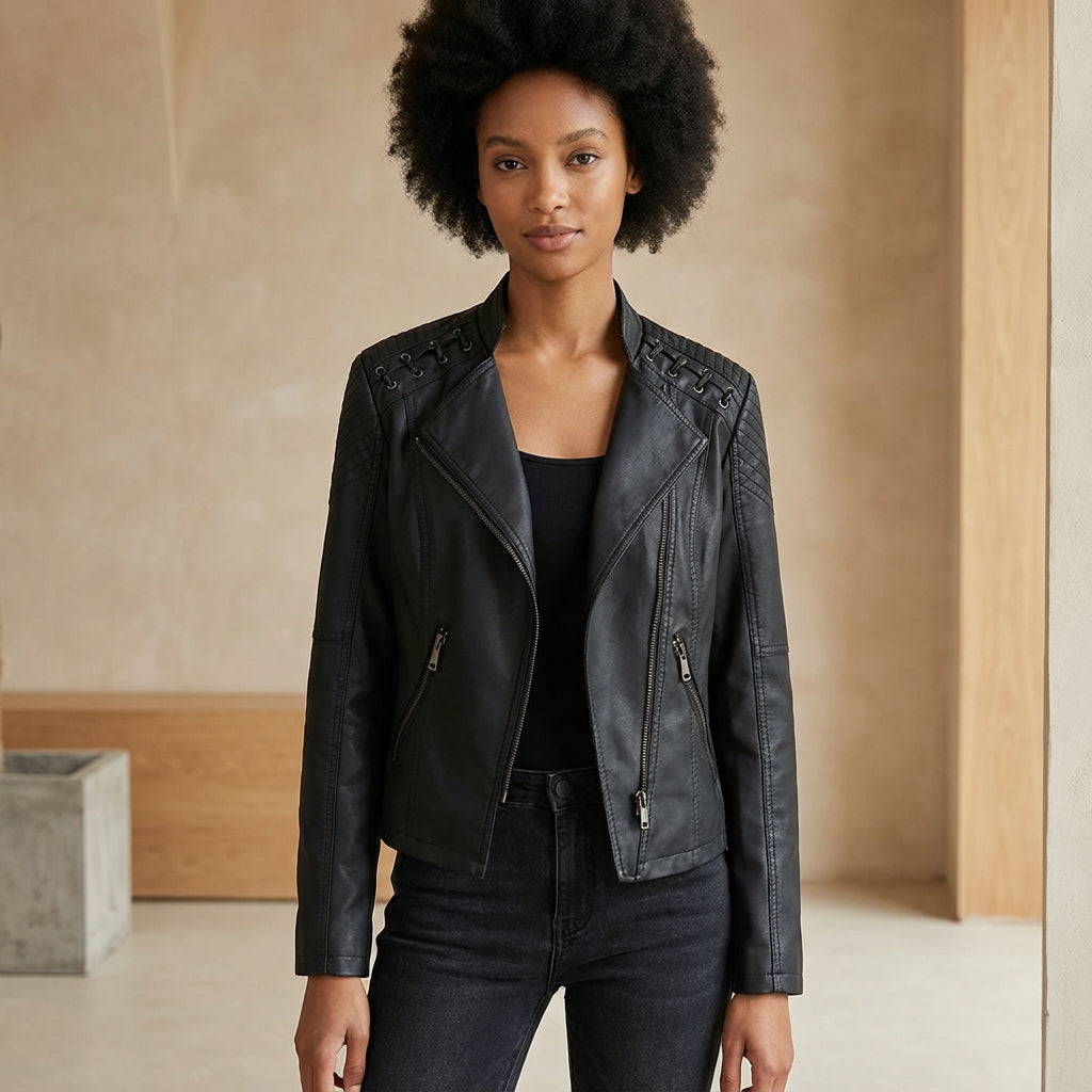 Veste zippée pour femmes Jade | Similicuir, style audacieux