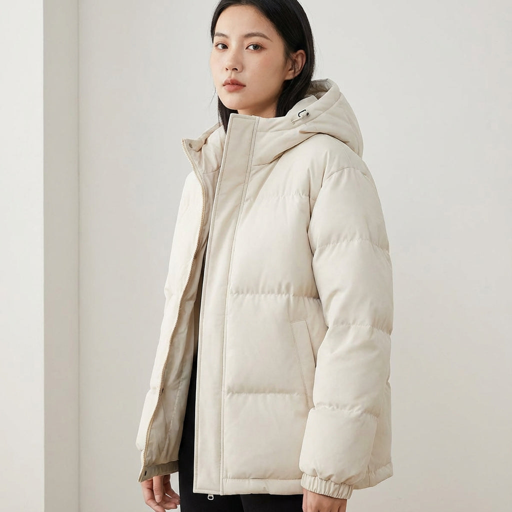 Cleo Women's Black Puffer Jacket | Insulated with Hood, Stylish Winter Jacket