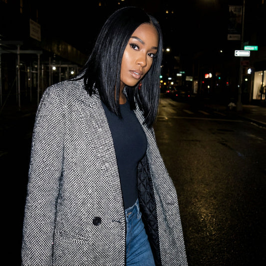 Manteau d'hiver pour femmes Holly | Tissu pied-de-poule ajusté, design mi-long