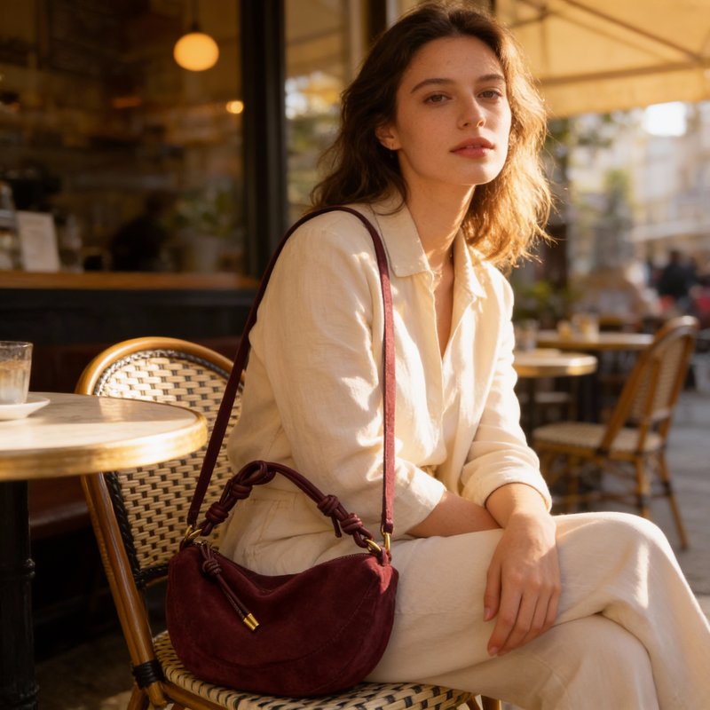 Bolso de hombro para mujer Mila | Forma de media luna, Correa anudada