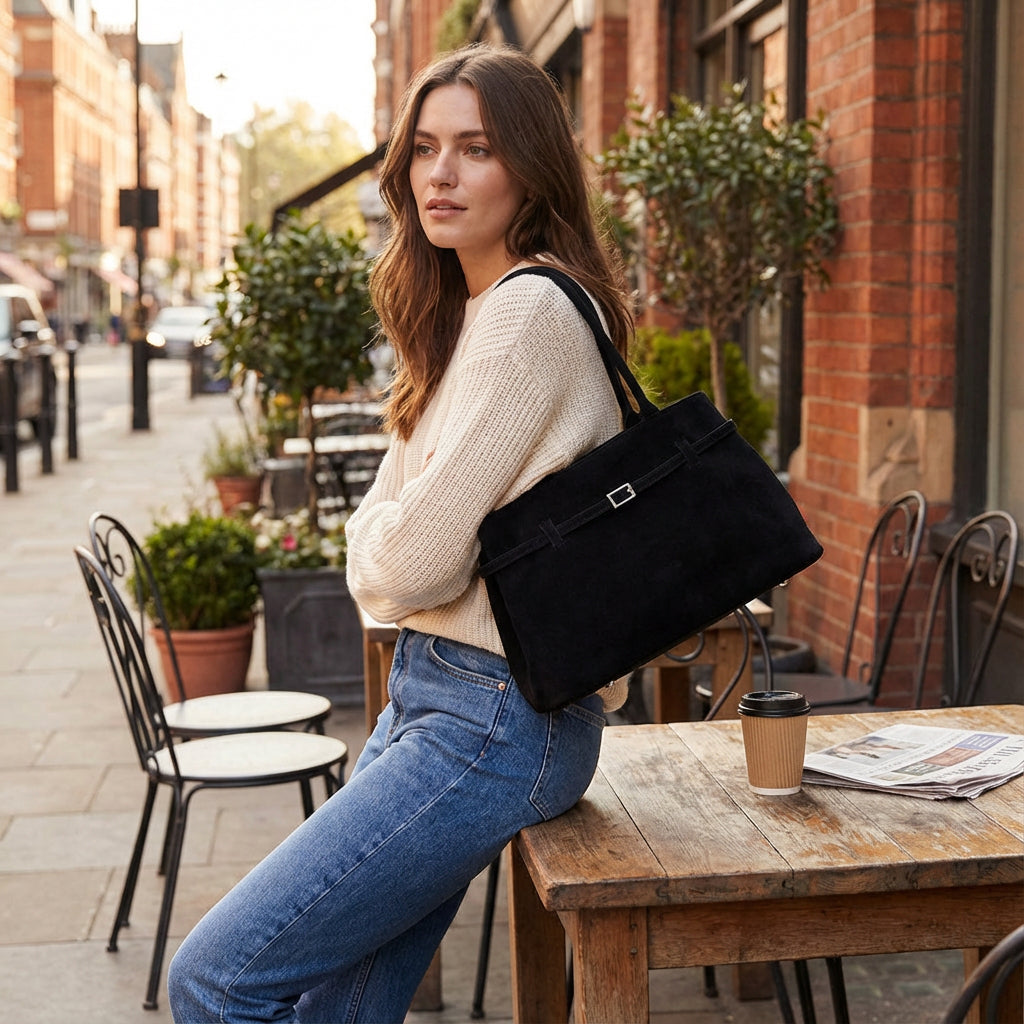 Sac à main en daim pour femmes Aurelia | Design ceinturé à l’avant, poignée supérieure