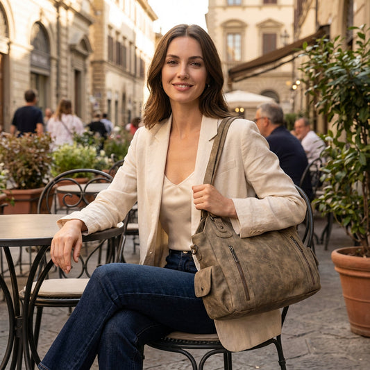 Sac fourre-tout à épaule pour femmes Arden | Double fermeture éclair avant, silhouette structurée