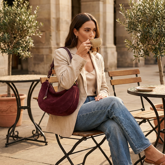 Bolso de hombro para mujer Mila | Forma de media luna, Correa anudada