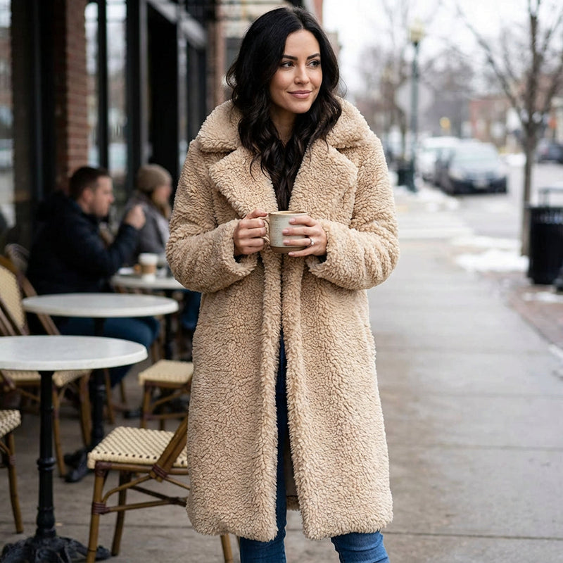 Manteau d’Hiver Femme Teddy | Coupe Oversize, Tissu Pelucheux Teddy