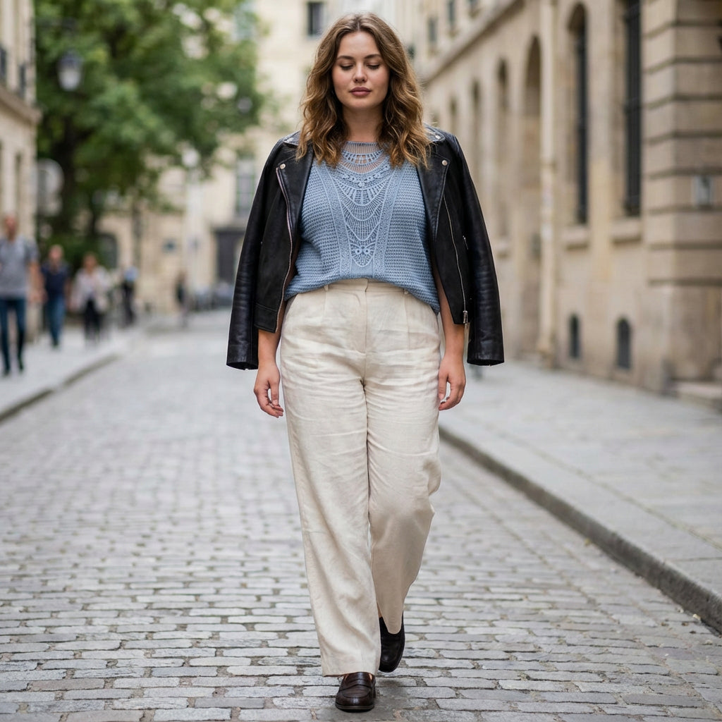 Top de Encaje para Mujer Ella | Panel Frontal de Encaje, Mangas Cortas