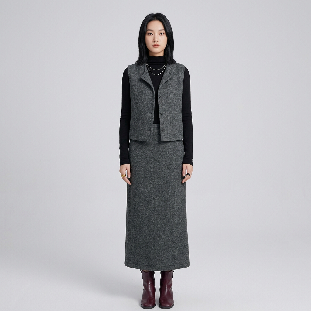 Ensemble costume pour femmes Elysia | Tweed gris décontracté, 3 pièces