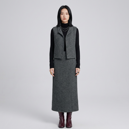 Ensemble costume pour femmes Elysia | Tweed gris décontracté, 3 pièces