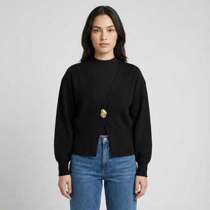 Chaqueta de Cárdigan para Mujeres Amira | Cuello en V Profundo, Cierre de Un Botón