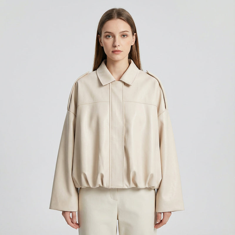 Chaqueta Bomber Cortada para Mujeres de Elise | Cierre de Cremallera Frontal, Silueta Relajada