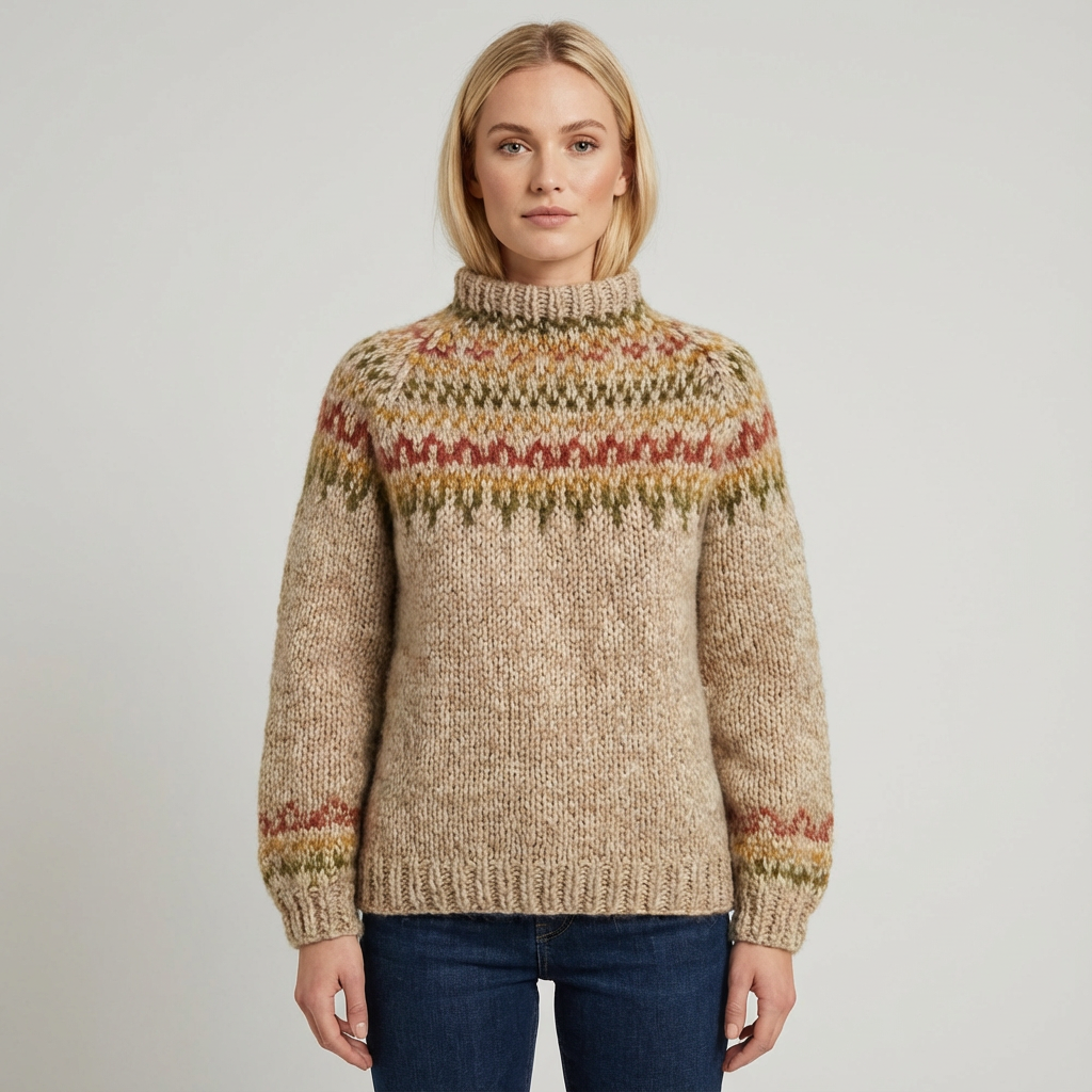 Pull Tricot Nordique Femme Aureline | Col Roulé, Motif Héritage