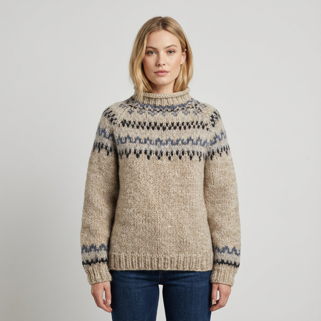 Pull Tricot Nordique Femme Aureline | Col Roulé, Motif Héritage