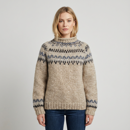 Pull Tricot Nordique Femme Aureline | Col Roulé, Motif Héritage