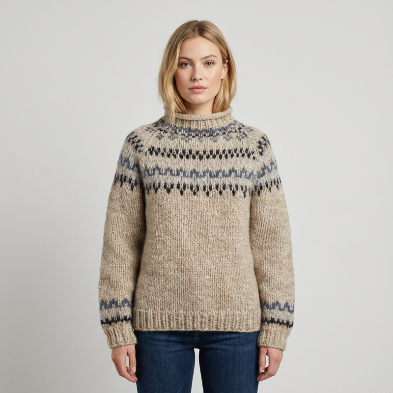 Pull Tricot Nordique Femme Aureline | Col Roulé, Motif Héritage