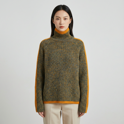 Pull Col Roulé Femme Virella | Tricot Côtelé, Bordure Contrastée