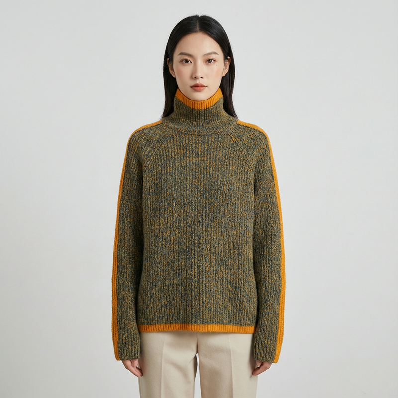 Pull Col Roulé Femme Virella | Tricot Côtelé, Bordure Contrastée