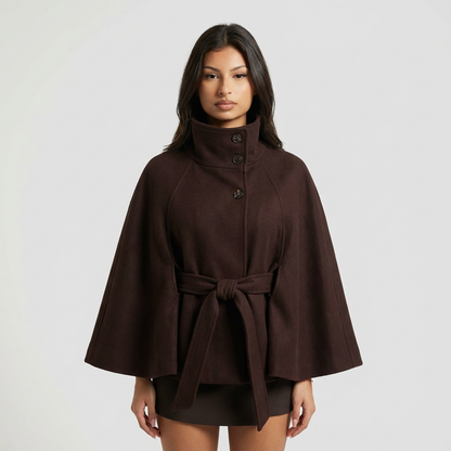 Willow Elowen Women’s High-Neck Cape Jacket | Belted Waist, Cape Silhouette