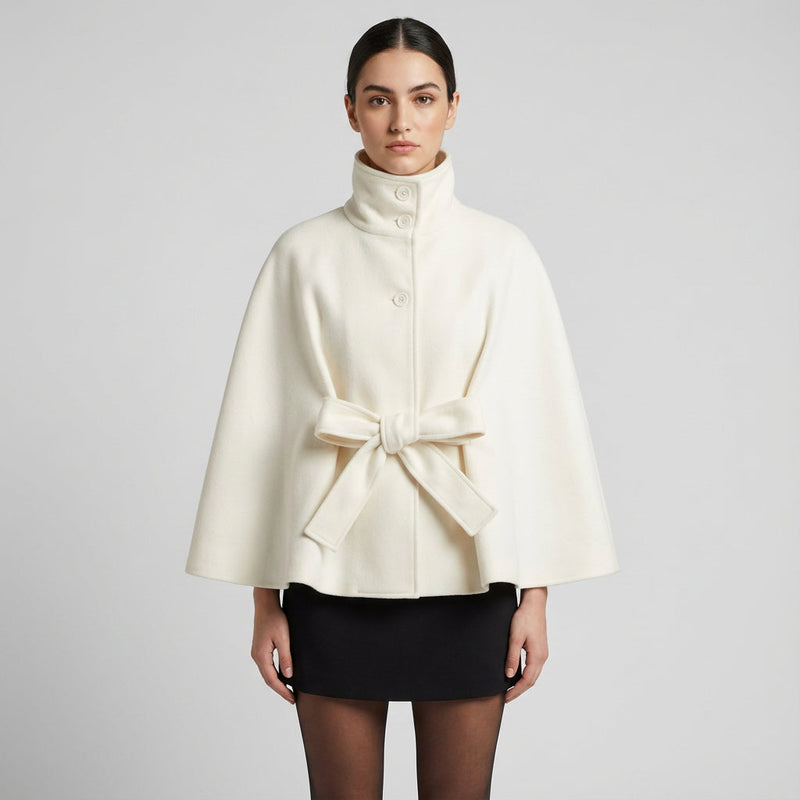 Willow Elowen Women’s High-Neck Cape Jacket | Belted Waist, Cape Silhouette
