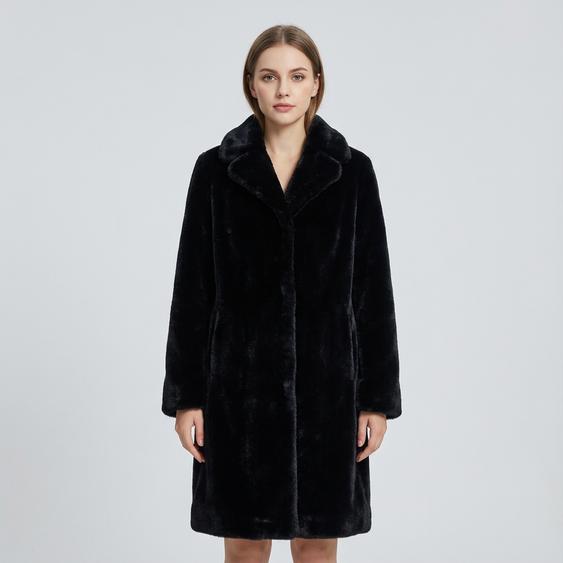 Fern Luna Women's Faux Mink Fur Coat | Thick & Warm, Elegant Winter Coat