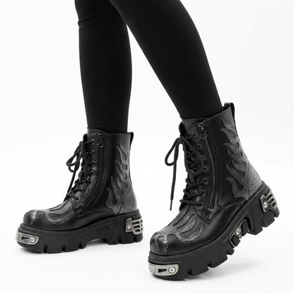 Bottes Courtes Épaisses Femme Virex | Plateforme Métallique, Lacets