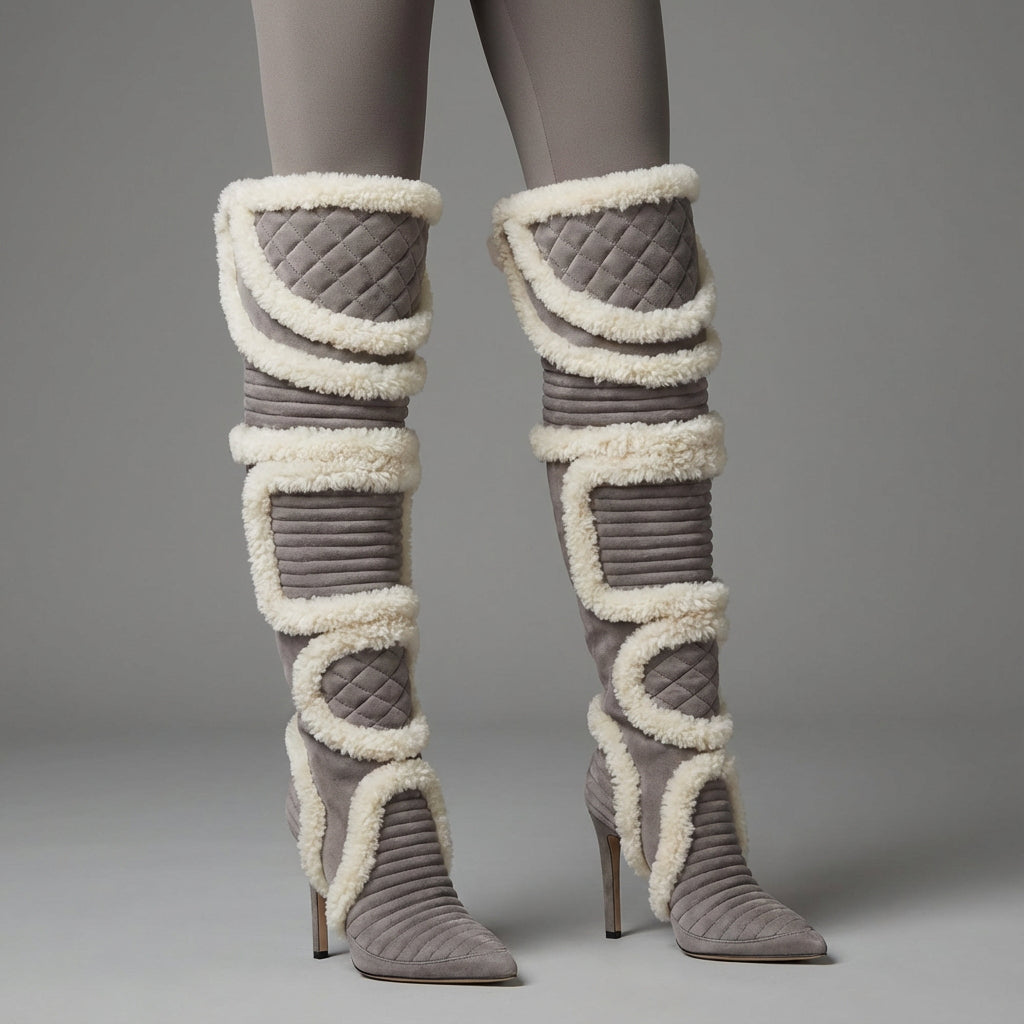 Botas por Encima de la Rodilla Penny para Mujeres | Tacón de Púas de Felpa, Moda Otoño Invierno