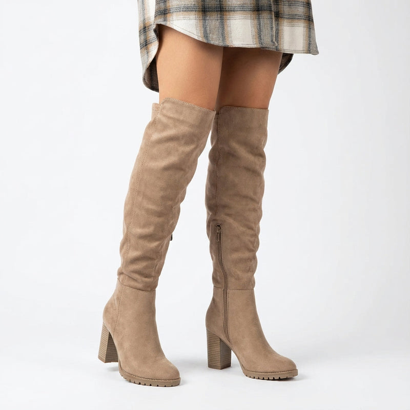 Bottes Hautes pour Femme Mila | Talon Bloc Chic, Sophistication Élancée