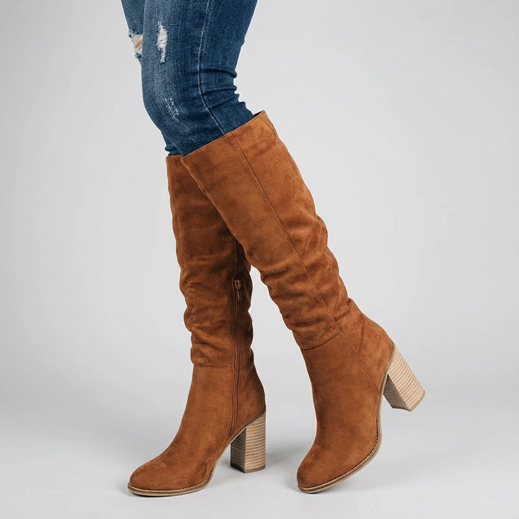 Bottes Hautes pour Femme Mila | Talon Bloc Chic, Sophistication Élancée
