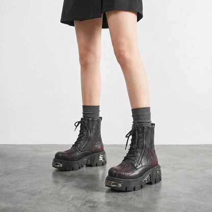 Bottes Courtes Épaisses Femme Virex | Plateforme Métallique, Lacets