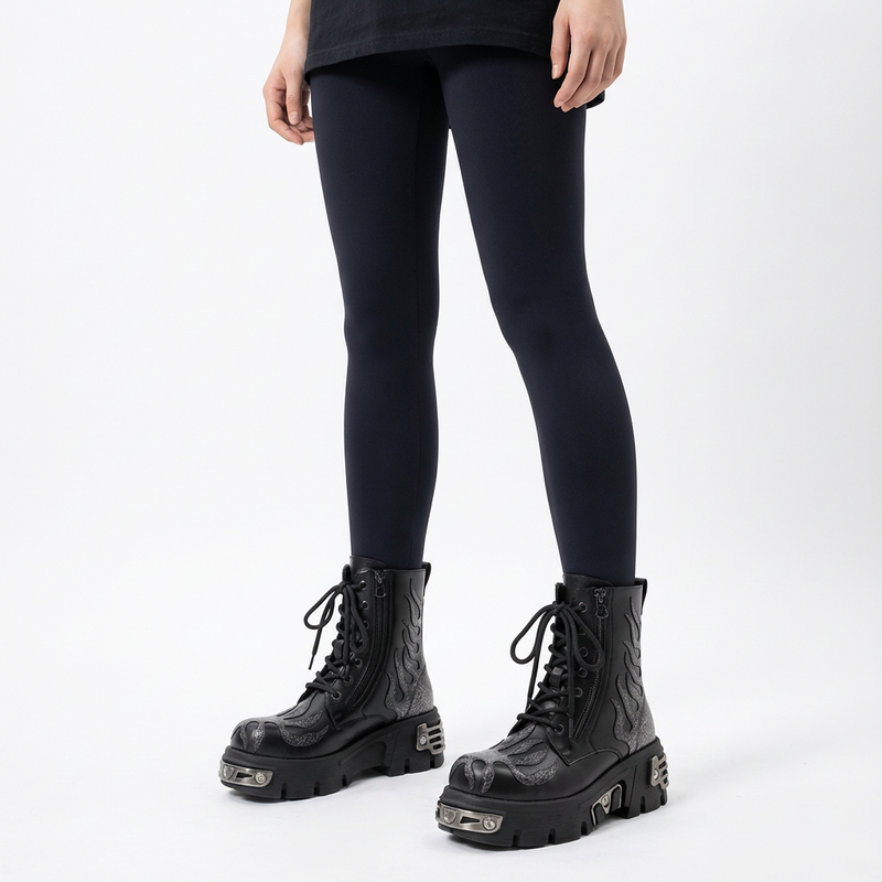 Bottes Courtes Épaisses Femme Virex | Plateforme Métallique, Lacets
