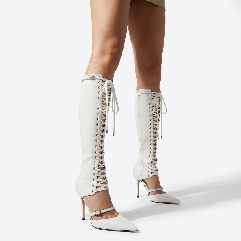 Clara Women's Knee High Heels | Pointed Toe, Stiletto Design