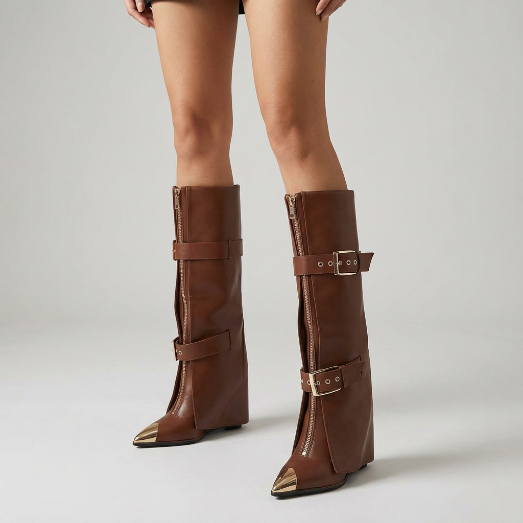 Bottes noires montantes pour femmes Evelyn | Talons stilettos, bout pointu