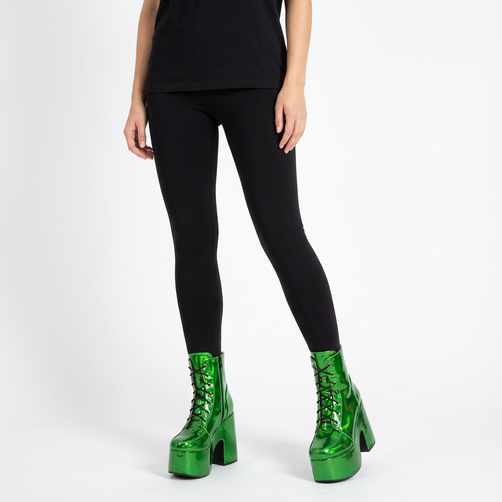 Bottes punk noires Tina pour femmes | Semelle épaisse, design à lacets