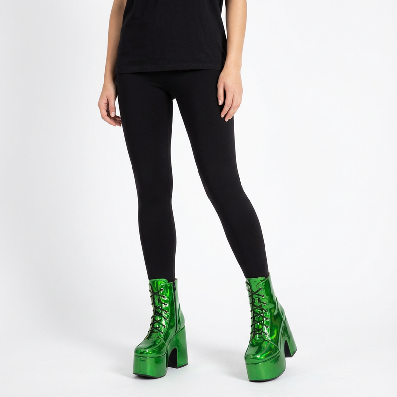 Bottes punk noires Tina pour femmes | Semelle épaisse, design à lacets