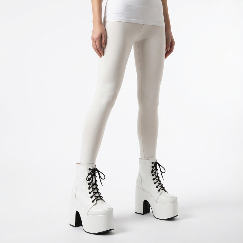 Bottes punk noires Tina pour femmes | Semelle épaisse, design à lacets