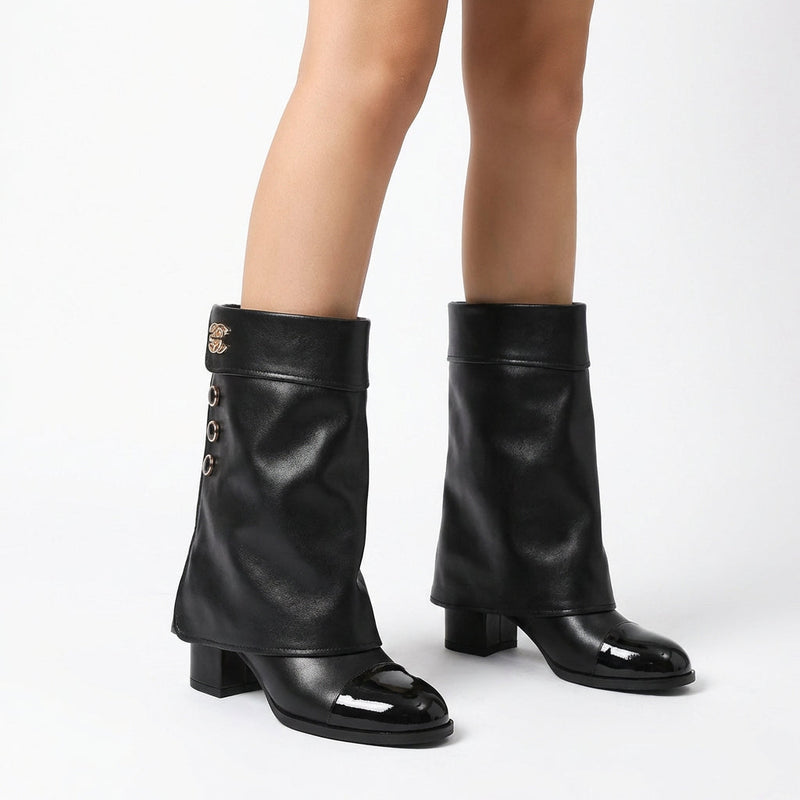 Bottines à talons épais pour femmes Ava | Cuir de peau de vache, design color-block