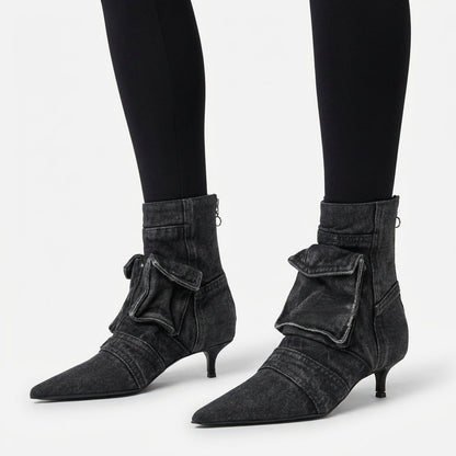 Bottines courtes pour femmes Pina | Denim délavé, bout pointu