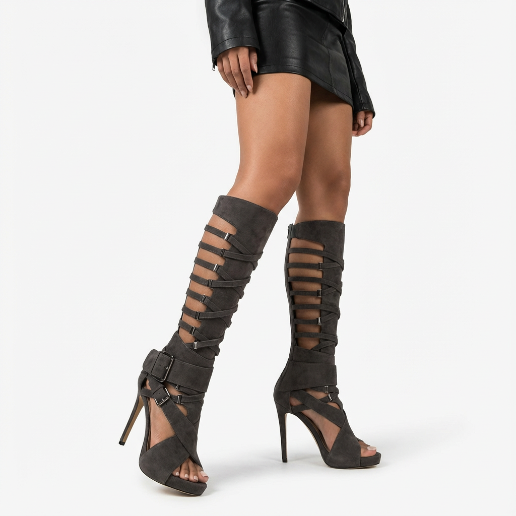 Bottes à talons hauts élégantes pour femmes | Design ajouré, élégantes