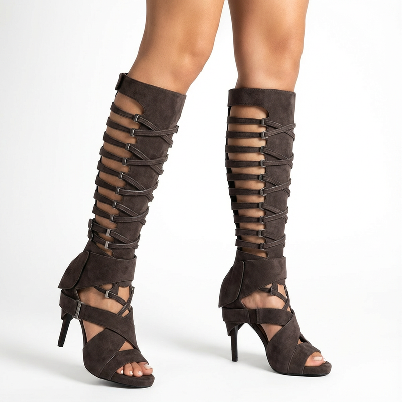 Bottes à talons hauts élégantes pour femmes | Design ajouré, élégantes