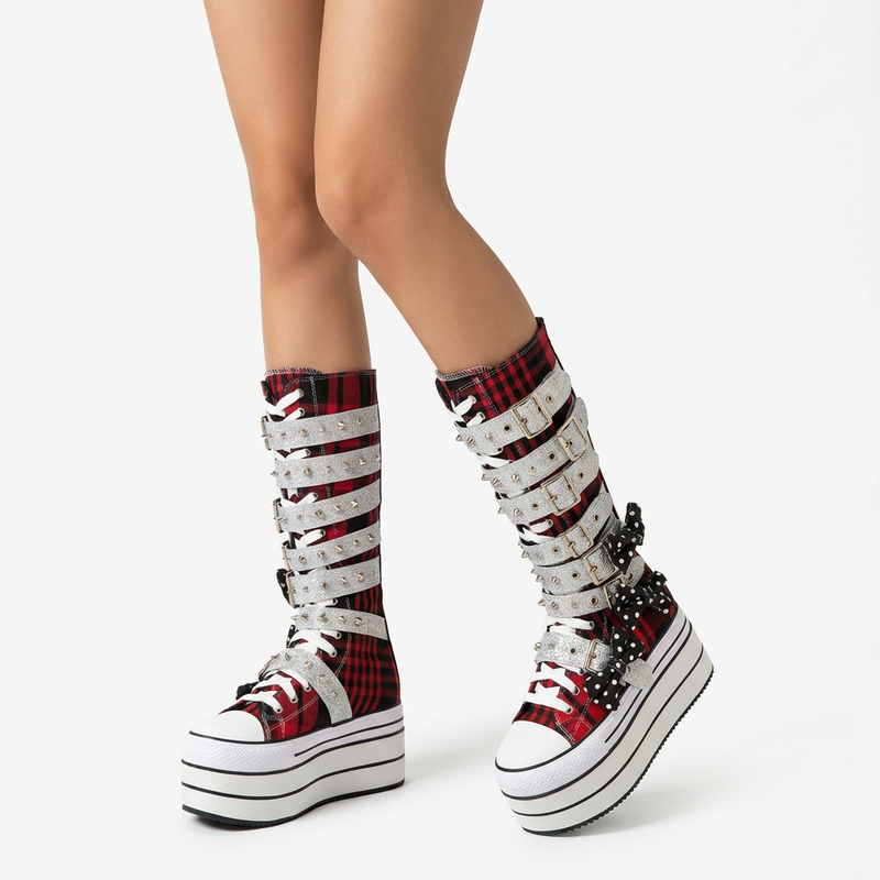 Bottes en toile Rita pour femmes | Semelle épaisse, boucle à rivets