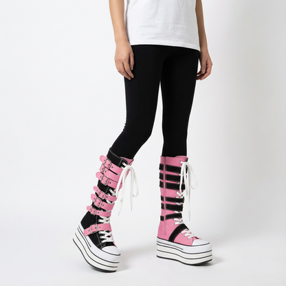 Bottes en toile Rita pour femmes | Semelle épaisse, boucle à rivets