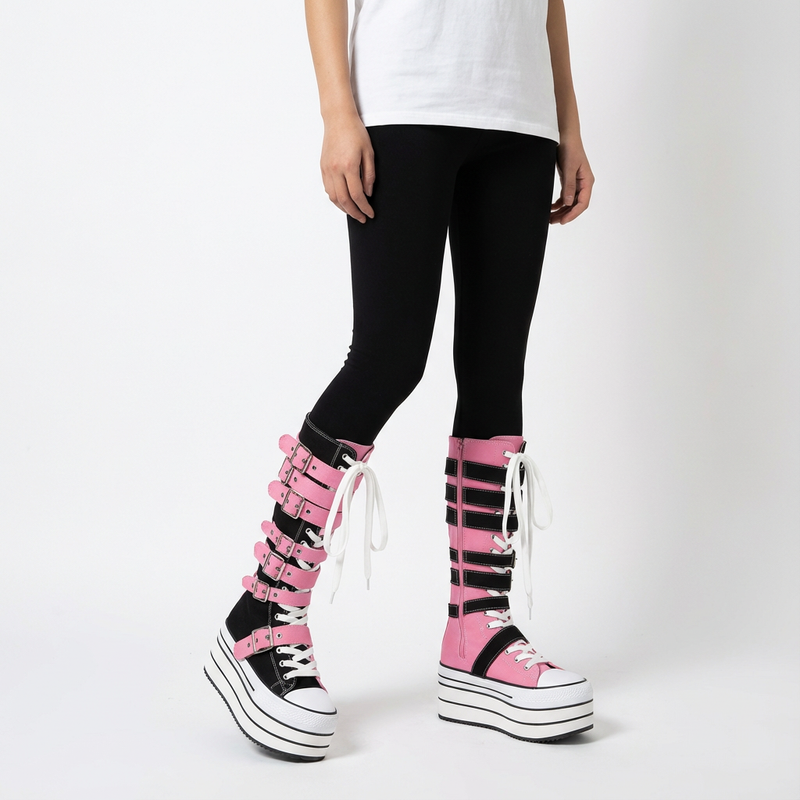 Bottes en toile Rita pour femmes | Semelle épaisse, boucle à rivets