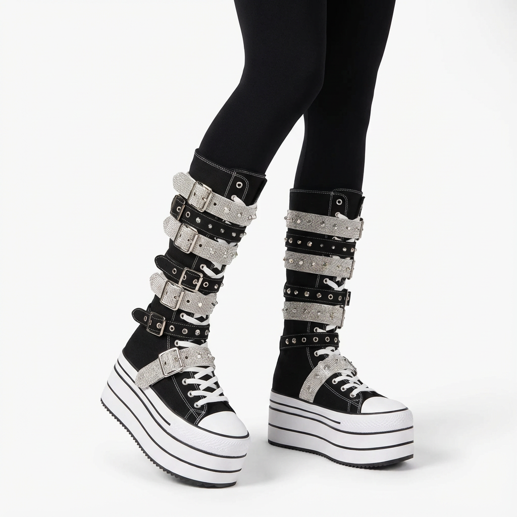 Bottes en toile Rita pour femmes | Semelle épaisse, boucle à rivets