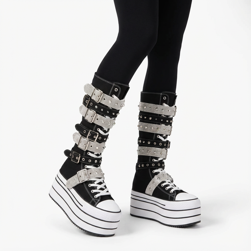 Bottes en toile Rita pour femmes | Semelle épaisse, boucle à rivets