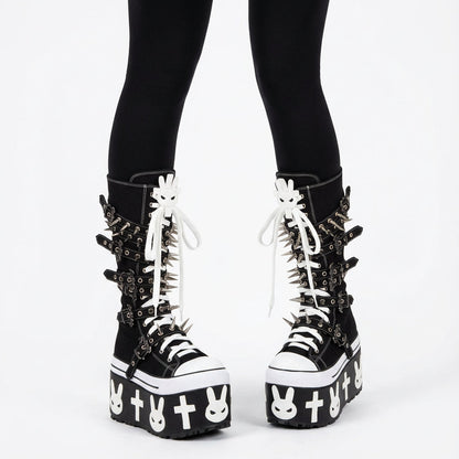 Bottes en toile Rita pour femmes | Semelle épaisse, boucle à rivets