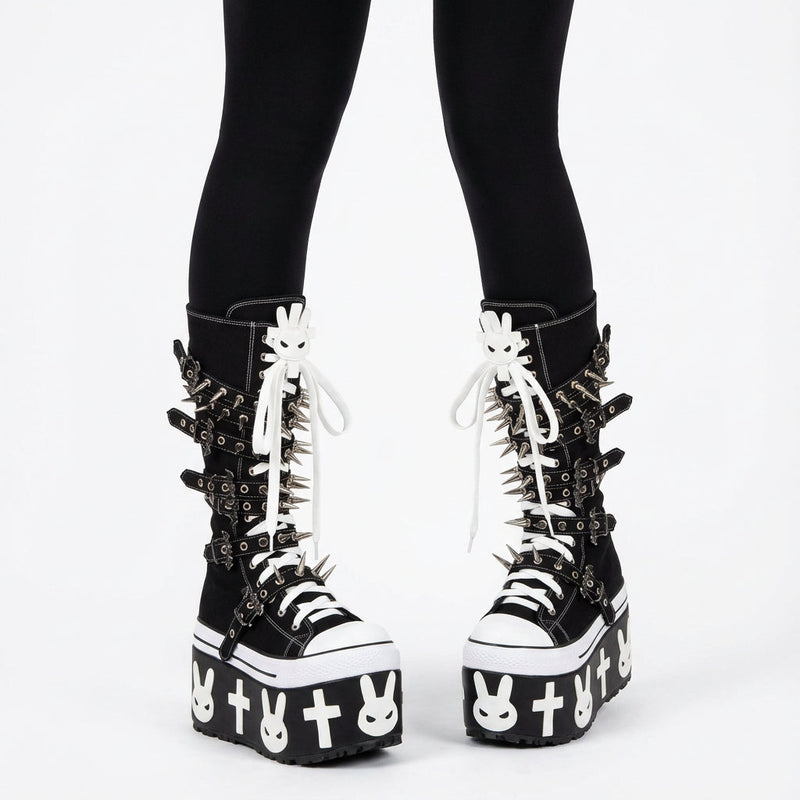 Bottes en toile Rita pour femmes | Semelle épaisse, boucle à rivets