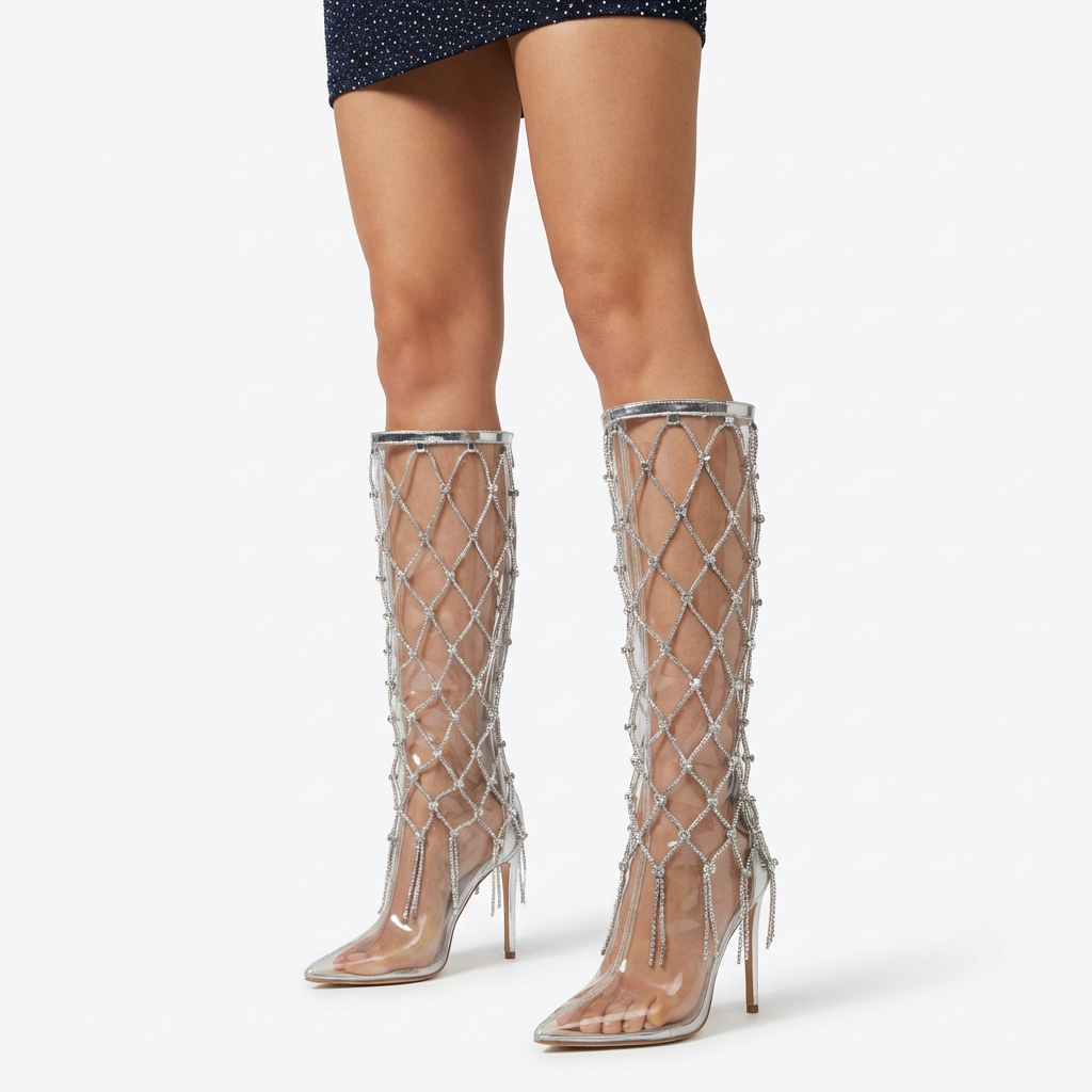 Bottes montantes pour femmes Aurelia | Bout pointu, détail franges