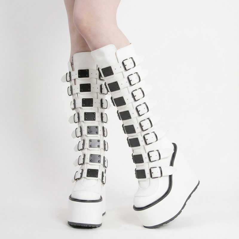 Bottes moto punk pour femmes | Design compensé, détail boucle de ceinture