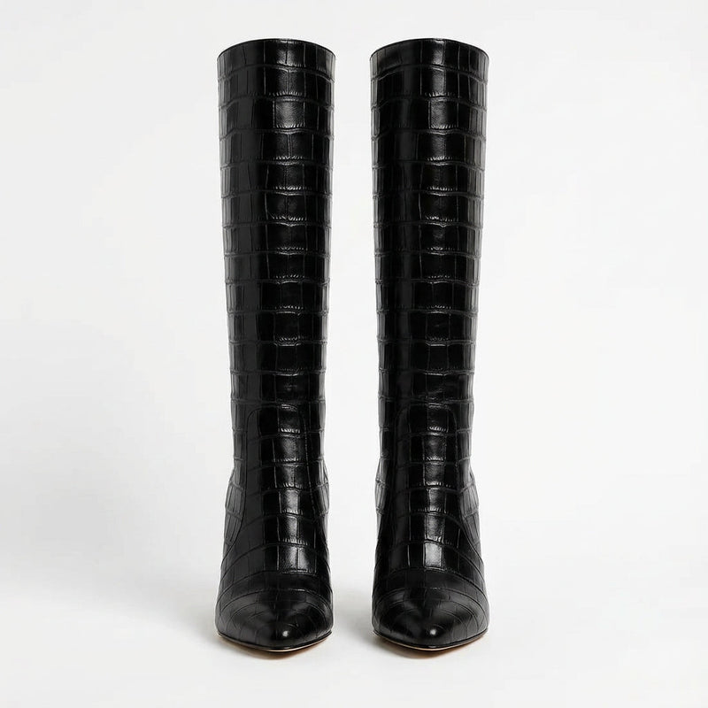 Bottes à talons hauts pour femmes Tessa | Texture croco, luxe moderne