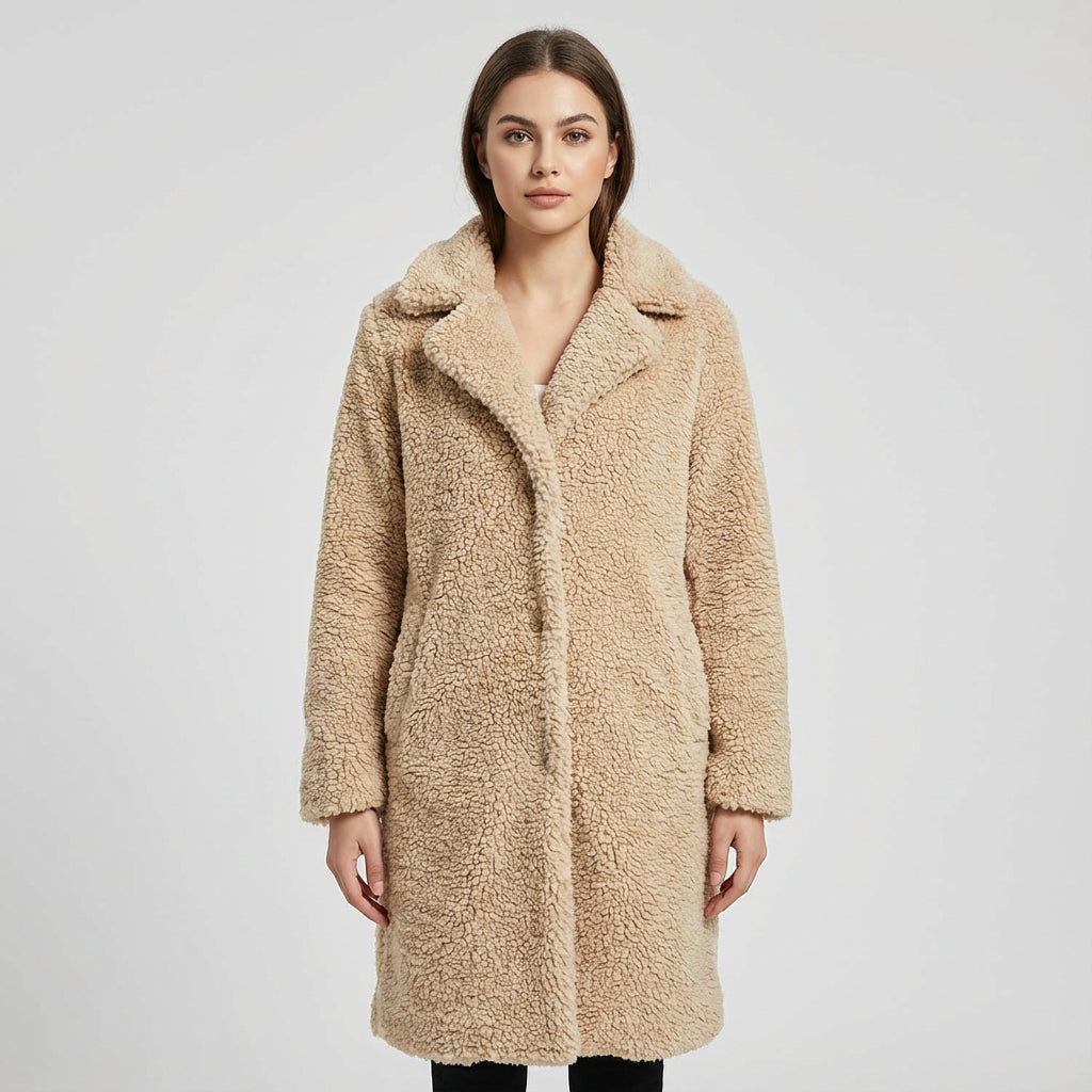 Manteau d’Hiver Femme Teddy | Coupe Oversize, Tissu Pelucheux Teddy