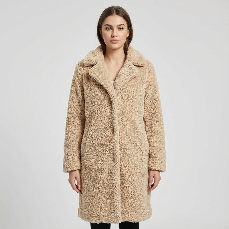 Manteau d’Hiver Femme Teddy | Coupe Oversize, Tissu Pelucheux Teddy