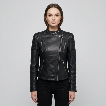 North Jade Women's Biker Jacket | Quilted Faux Leather, Casual Chic